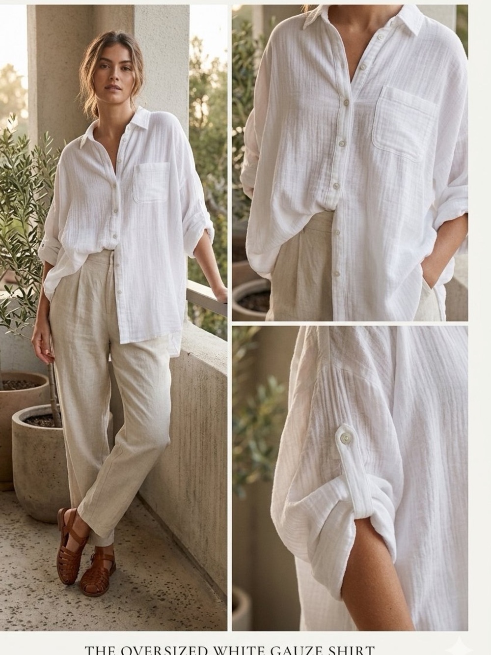 American Eagle White gauzy Button-Down oversized Shirt